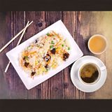 178. Пържен ориз с китайски гъби, бамбук, зеленчуци и яйца (450г)