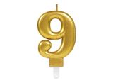 Свещи за торта цифра 9 злато
