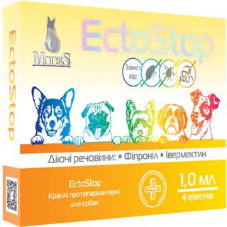 Краплі ЕктоСтоп  4-10 кг (1 мл), 1 піпетка