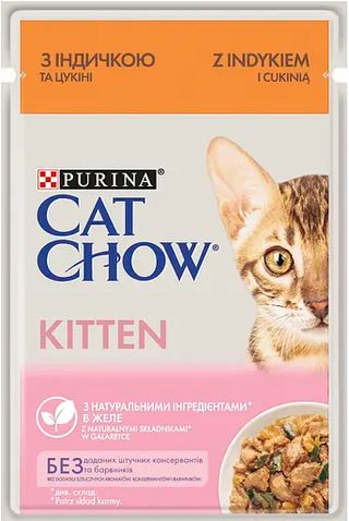 CAT CHOW Kitten з індичкою та кабачками в желе, 85г