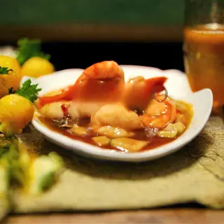 Langostinos con salsa teppanyaki