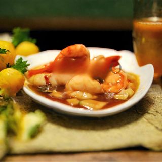 Langostinos con salsa teppanyaki