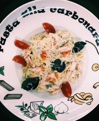 Фетучини с семгой 