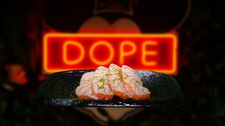 53b.Sashimi salmone flambe con lime e ponzu