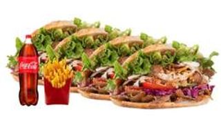 4 Kebab + Patatas Fritas + 6Ud. Alitas O Nuggets + Coca-Cola Sabor Original botella 2L.