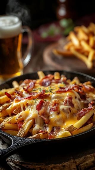 Batata Frita com Cheddar e Bacon