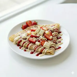 Crepe Con Chocolate Blanco Y Fresa