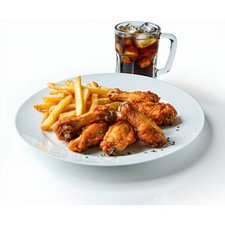 Alitas De Pollo (6 Uds.) + Bebida Y Patatas