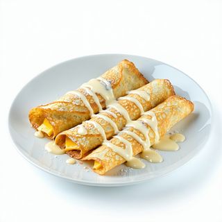 Clătite cu brânză și sos de vanilie