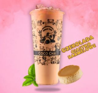 Herbata mleczna czekoladowa z ciastkiem karmelowym