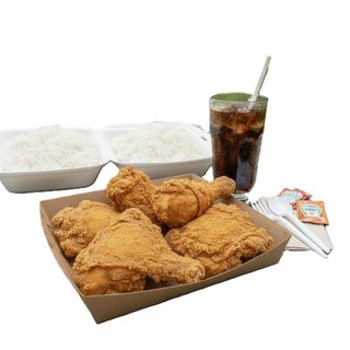 6-piece fried chicken combo with large rice & soda