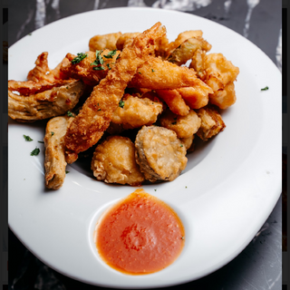 Verduras Y Langostinos En Tempura