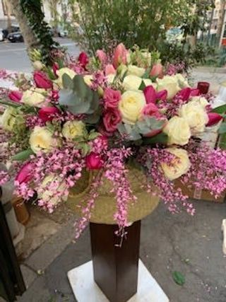 Cestone bianco e rosa