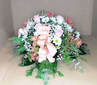 Centro Redondo Base De Cristal Margariras,Rosas,Alstromelia,Paniculata