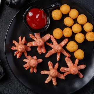 СОСИСКИ "ОСЬМИНОЖКИ" С КАРТОФЕЛЬНЫМИ КРОКЕТАМИ (230гр)