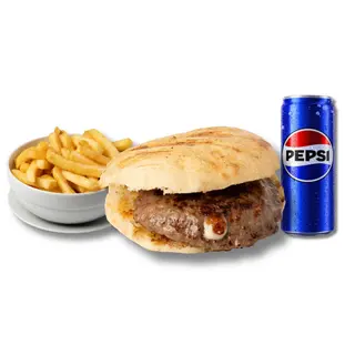 Punjena pljeskavica, pomfrit i Pepsi 330ml