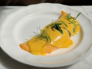 French omelette with cheese sauce