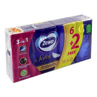 Хусточки носові Zewa Softis Original 4-шарові (8*9шт)