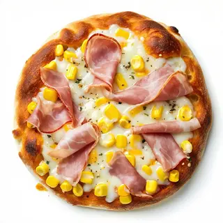 Pizzetta bianca mozzarela con cotto e mais