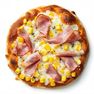 Pizzetta bianca mozzarela con cotto e mais