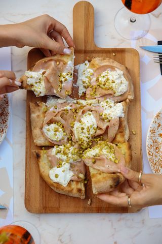 Pizza Mortadella Al Pistacchio And Burrata