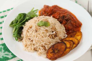 White Rice and Beans with Turkey Stew