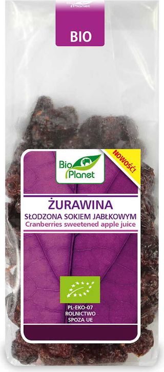 ŻURAWINA SŁODZONA SOKIEM JABŁKOWYM BIO 100 g - BIO PLANET