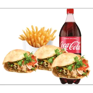 Menu 3 Pita , Patatas y Bebida 2L