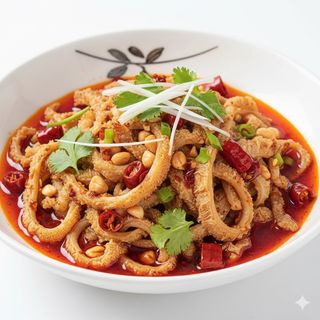 Trippa di manzo in salsa piccante all'olio rosso - 辣红油牛百叶