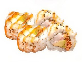 98.Uramaki De Gambas Con Aguacate Y Cebolla (8 Uds.)