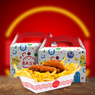 2x BASH kids box 1 + Crispy Cheddar Tenders  Meni