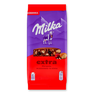 Шоколад молочний Milka Екстра мигдаль, журавлина та кіноа (130г)