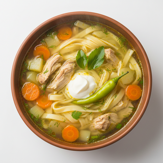 Borș de găină cu tăieței de casă