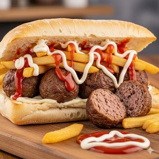 Hamburger di Angus, patatine, maionese e ketchup