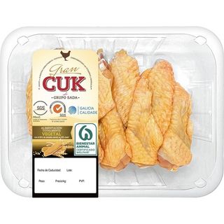 GRAN CUK ALAS DE POLLO CERTIFICADO CRIADO CON ALIMENTACIÓN VEGETAL PESO APROXIMADO BANDEJA 350 G