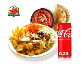 Zestaw Talerz Kebab + Coca-Cola 330ml  + Muhammara z Pitą