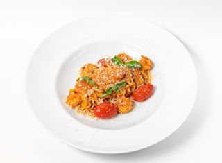 Спагетти с тигровыми креветками