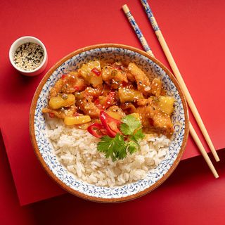 Рис з куркою в апельсиновому соусі