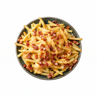Patatas Fritas Con Queso Cheddar Y Bacón Crujiente