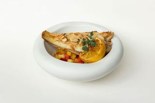 File de biban cu dressing din unt aromatizat și migdale coapte Q