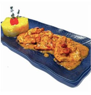 Свинско бонфиле с манатарки и мачкан картоф