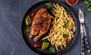 medio pollo asado 