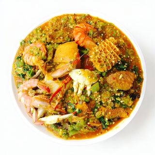 Iyan Elewe With Seafood Okro