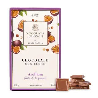 Chocolate con Leche con Avellana y Fruta de la Pasión Jolonch 100 Gr.