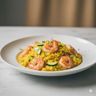 Risotto gamberi, zucchine e zafferano