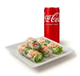 Gỏi cuốn tôm thịt - involtini freschi + Lattina Coca-Cola