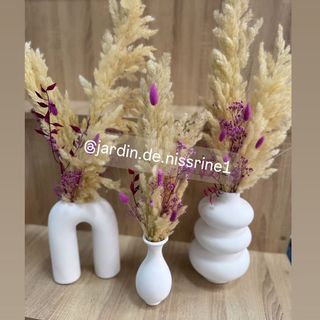Ensemble de 3 vase avec fleurs séchée  violet 
