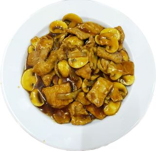 Carne porco c/ cogumelos