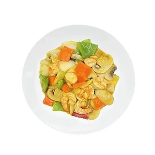 Gambas con salsa curry