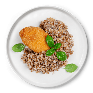 Гречана каша з печерицями та котлетою по-київськи (320г)